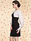  TS VINTAGE Contrast Color Puff Sleeve Mix Fabric Dress