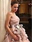  Ball Gown Strapless Chapel Train Tulle Satin Wedding Dress