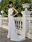  Sheath/Column Scoop Court Train Chiffon Wedding Dress