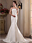  Trumpet/Mermaid StraplessSweep/Brush Train Tulle Satin Wedding Dress