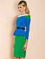  ts kontrastfarge langermet belte bodycon kjole