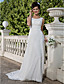  Sheath/Column Scoop Court Train Chiffon Wedding Dress