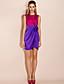  TS Contrast Color Gather Waist Dress