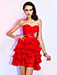  A-line Sweetheart Short/Mini Chiffon And Stretch Satin Cocktail Dress