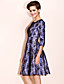  ts vintage stil jacquard swing kjole med blondekant
