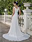  Sheath/Column Scoop Court Train Chiffon Wedding Dress