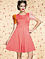  ts vintage contrasterende kleur ruches jurk