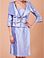  Sheath/Column Spaghetti Straps 3/4 Length Sleeve Knee-length Taffeta Mother of the Bride Dress With A Wrap