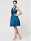  A-line Halter Knee-length Taffeta Bridesmaid Dress
