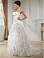  A-line Strapless Chapel Train Taffeta Wedding Dress
