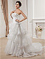  a-line senza spalline cappella treno organza abito da sposa
