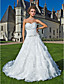  A-line Sweetheart Strapless Chapel Train Organza Wedding Dress