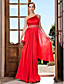  Sheath/Column One Shoulder Floor-length Satin Chiffon Evening Dress