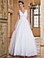  A-line V-neck Floor-length Tulle Wedding Dress