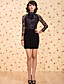  TS VINTAGE High Collar Navy Lace Black Dress