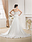 Trumpet/ Mermaid Halter Satin Wedding Dress with Removable Court Train