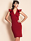  ts V-Ausschnitt Rüschen bodycon Kleid (2 Farben)