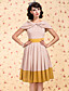  TS VINTAGE Contrast Color Shawl Collar Gathered Dress