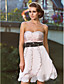  A-line Sweetheart Knee-length Satin Chiffon Cocktail Dress