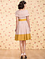  TS VINTAGE Contrast Color Shawl Collar Gathered Dress
