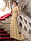  gaine / colonne un balayage / pinceau train robe de soirée en mousseline de soie d'épaule