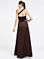  A-line One Shoulder Sleeveless Ankle-length Satin Bridesmaid Dress