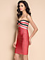  contraste ts cor strapless tieback vestido bandage bodycon