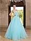  A-line Strapless Floor-length Tulle And Satin Evening Dress With Sequins