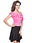  poliéster dancewear com babados um ombro superior latin para senhoras