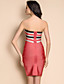 contraste ts cor strapless tieback vestido bandage bodycon