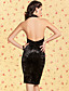  TS VINTAGE Halter Backless Velvet Bodycon Dress