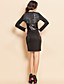  ts trendy stoffen splicing pailletten lange mouw schede jurk