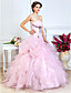  Ball Gown Strapless Floor-length Organza Evening Dress