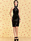  TS VINTAGE Halter Backless Velvet Bodycon Dress