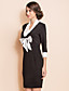  TS Black And White Contrast Bow Front Sheath Dress