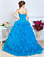 Ball Gown Sweetheart Floor-length Organza Evening Dress With Beading And Cascading Ruffles
