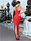  Sheath/Column V-neck Floor-length Bandage Dress