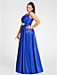  um-line v-neck do assoalho-comprimento cetim stretch vestido de noite
