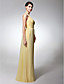  Sheath/Column Scoop Floor-length Chiffon Bridesmaid Dress