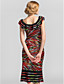  Sheath/Column Scoop Knee-length Stretch Satin Evening Dress
