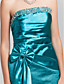  Sheath/Column Strapless Knee-length Satin Cocktail Dress
