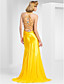  Trumpet/Mermaid V-neck Sweep Train Chiffon and Satin Evening Dress