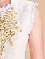  TS Gold Embroidery Round Neck Suit Style Sleeveless Sheath Dress