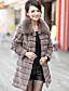  Elegant Long Sleeve Fox Fur Collar Evening Rabbit Fur Coat(More Colors)