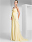  Sheath/ Column Sweetheart Sweep/ Brush Train Chiffon Elastic Woven Satin Evening Dress