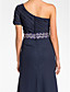  schede / kolom een ​​schouder vloer-length chiffon moeder van de bruid jurk