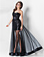  Sheath/Column One Shoulder Asymmetrical Sequined And Tulle Evening Dress