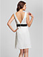  A-line Scoop Knee-length Satin Bridesmaid Dress