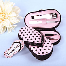 الجملة الجملة "Pink Polka Flip Flop" Four Piece Pedicure Set with Matching "Thank you" Tag