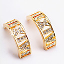 Yellow Gold Simulated Diamond Hoop Earrings (ME001) (Start From 24 Units)-Free Shipping